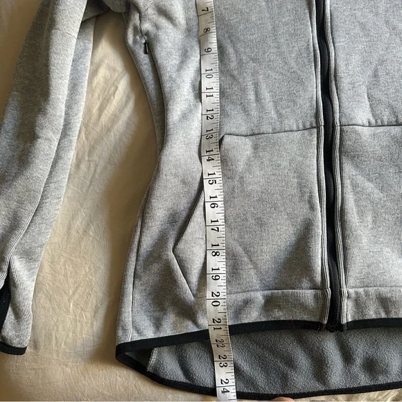 NIKE DRI-FIT Sweatshirt Women M Gray Zip Up Hooded Funnel Neck Thumb Hole - Picture 13 of 16